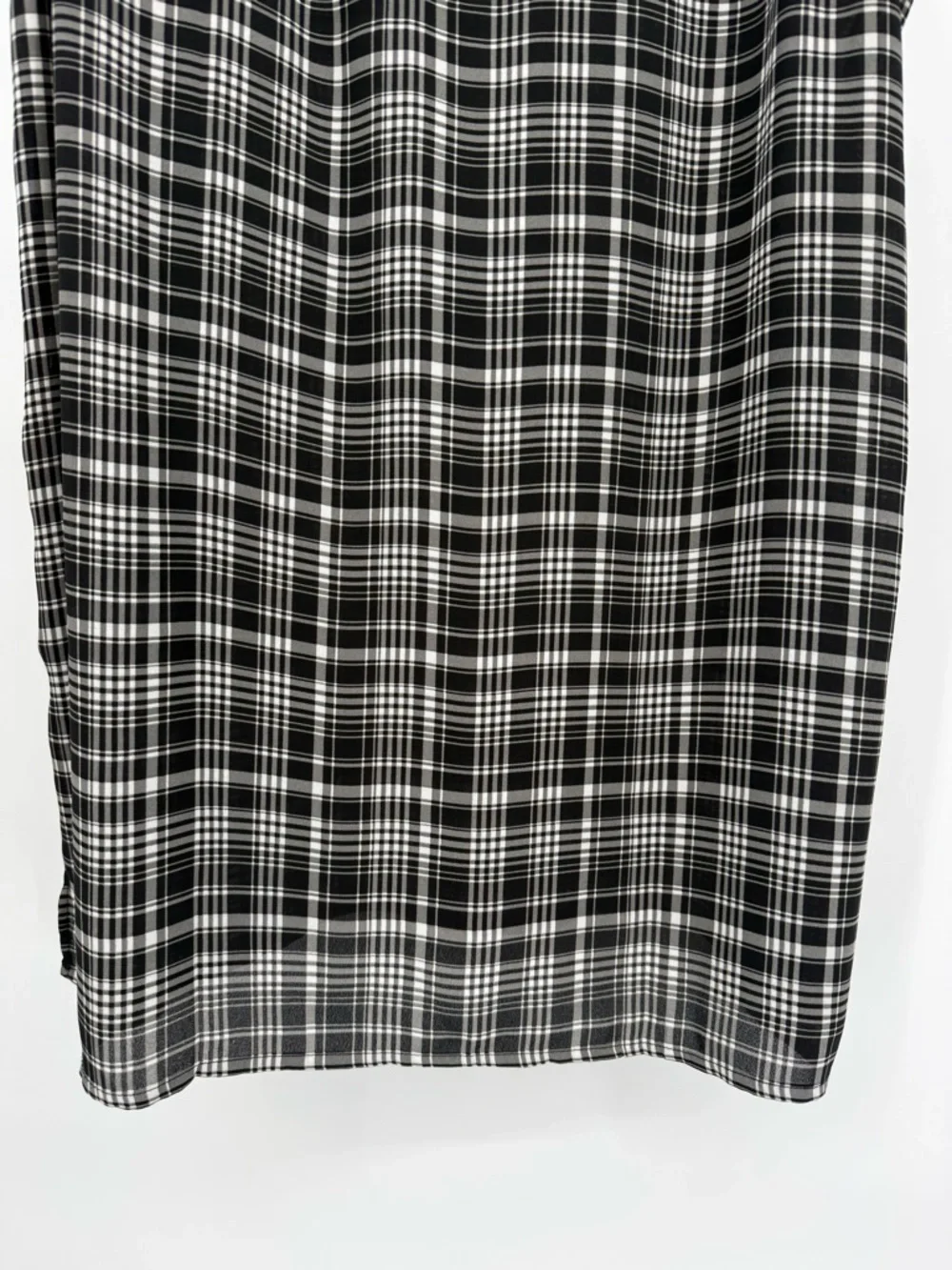 LOFT Plaid Sleeveless Blouse Mock Neck Zip Back Career Chic Preppy Chiffon Large - Picture 8 of 12